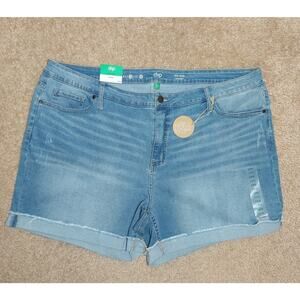 NWT Mid Rise 5" Shorts Womens Plus Sz 24W Denim Cutoff Frayed Cuffed Shorts Dip